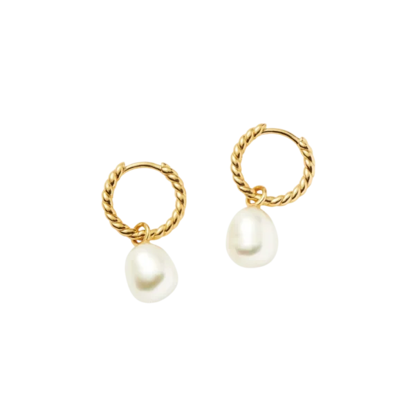 Missoma Pearl Twisted Small Drop Hoop Earrings
