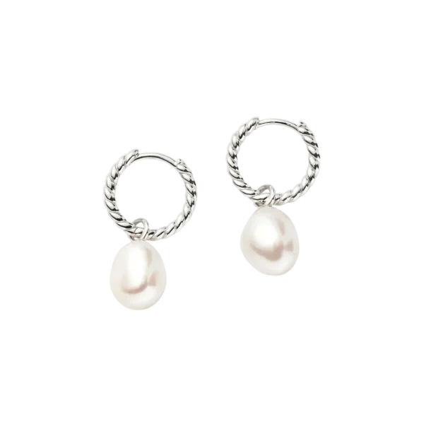 Missoma Pearl Twisted Small Drop Hoop Earrings